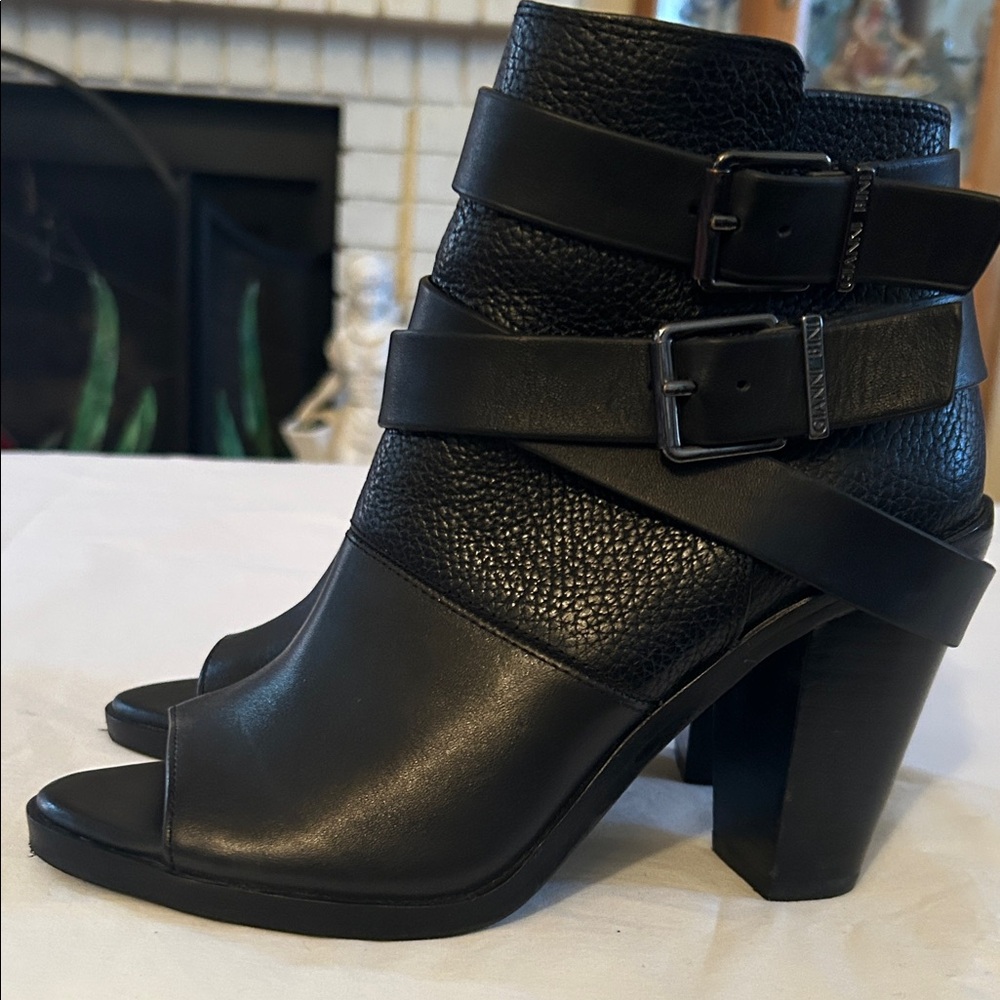Gianni Bini Black Ankle Booties with Buckle Detail - Picture 4 of 8